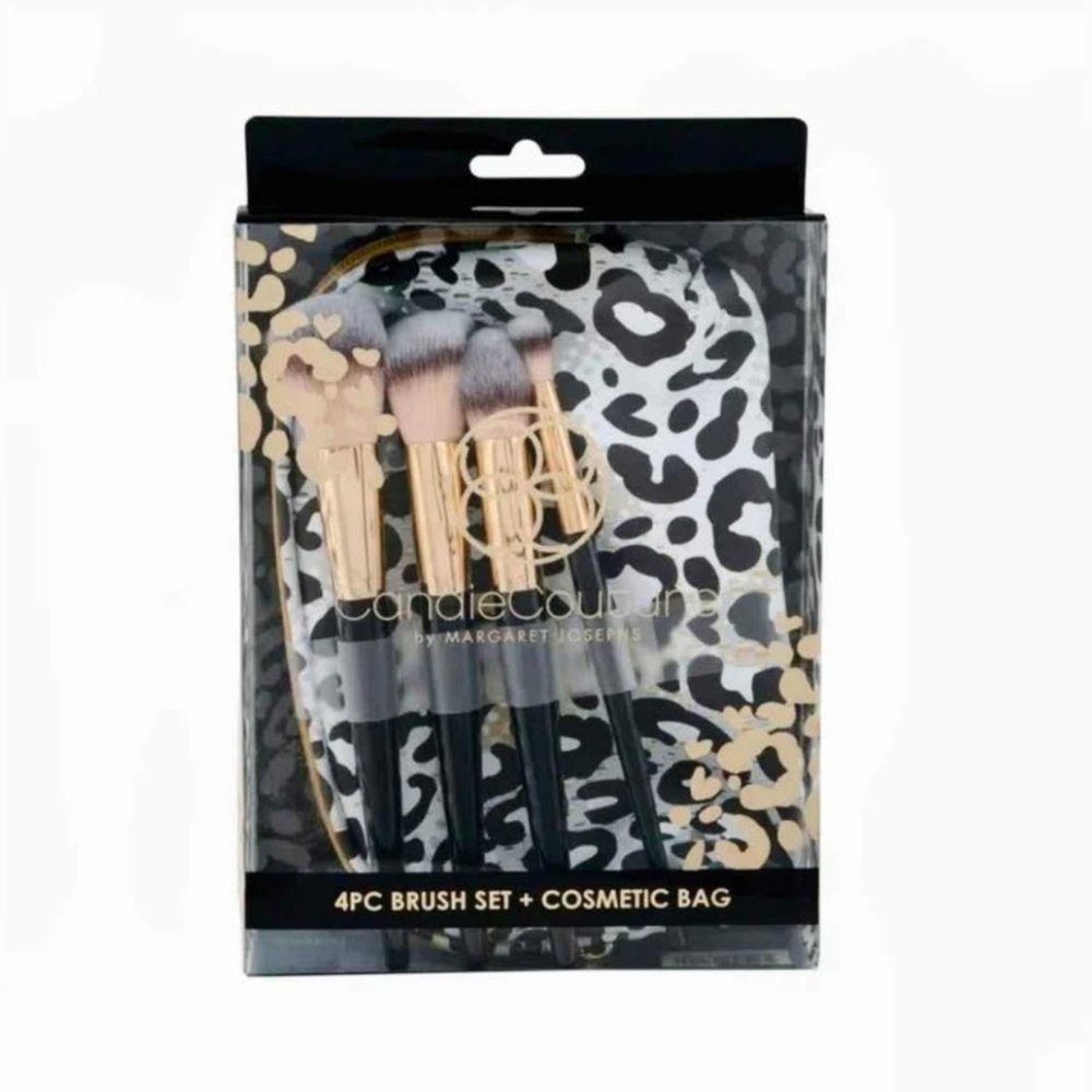 Candie Couture Brush Set with Leopard Cosmetic Bag